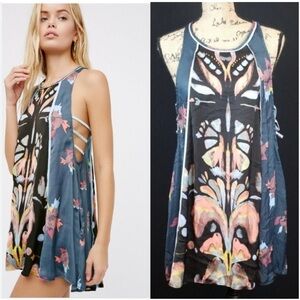 Free People Multicolor Strappy Mini Dress Tunic size small petite